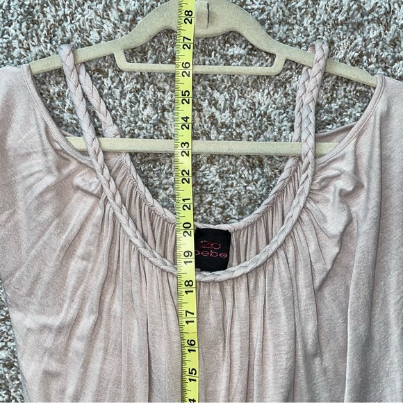 2B BEBE COLD SHOULDER Taupe Top Size Small - Picture 8 of 9